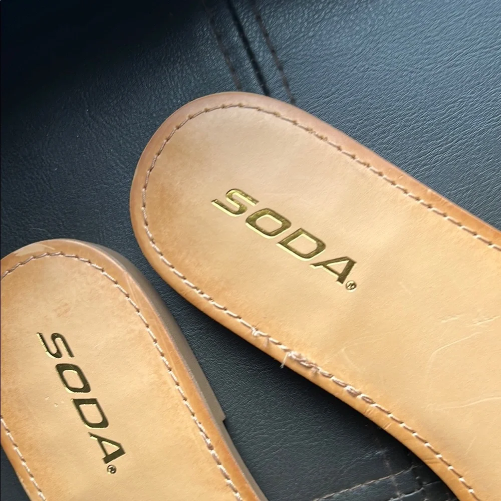 Soda | Metallic Gold Flat Slide Sandals Size 10
